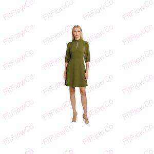 Nanette Lepore Olive Green A-Line Dress Puff Sleeves Size 2 NWT